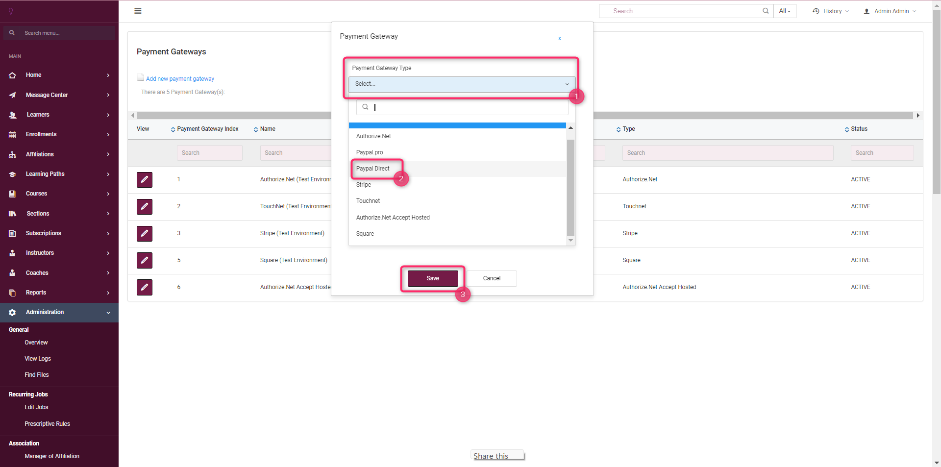 Screenshot of Adding New Payment Gateway