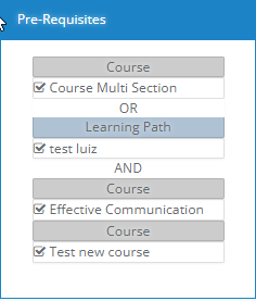 Screenshot of Prerequisite on Course View