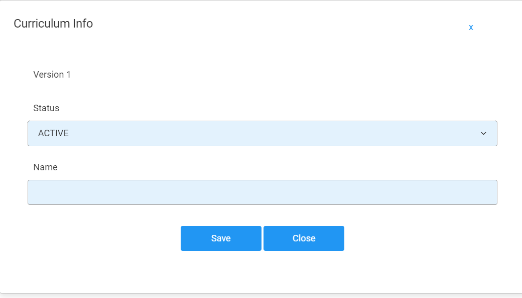Screenshot of Curriculum Information