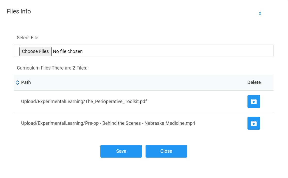 Screenshot of Upload Files