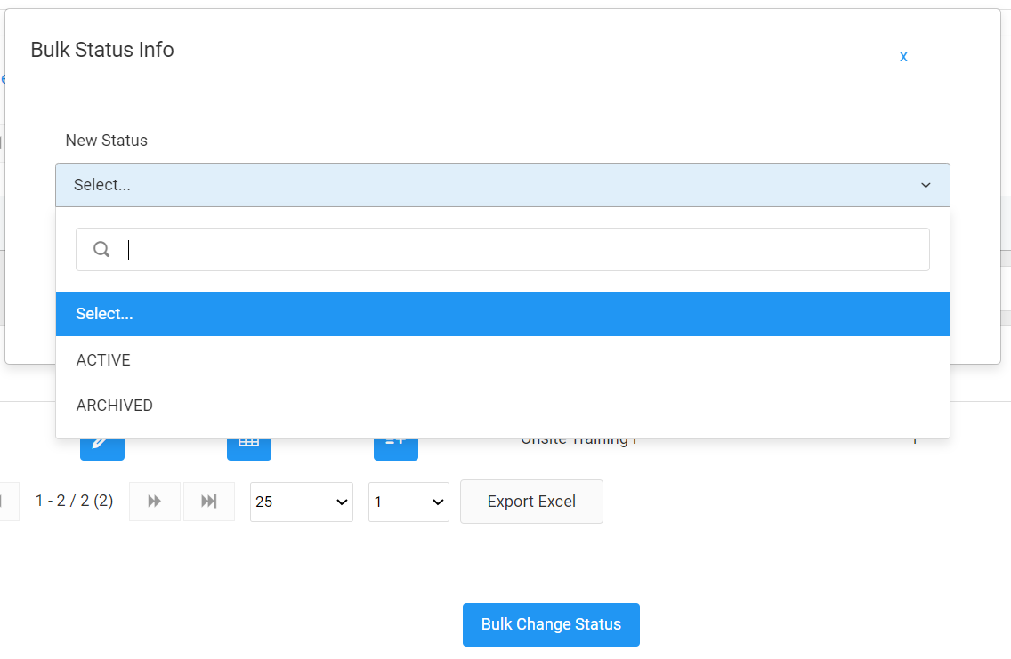 Screenshot of Bulk Status Info