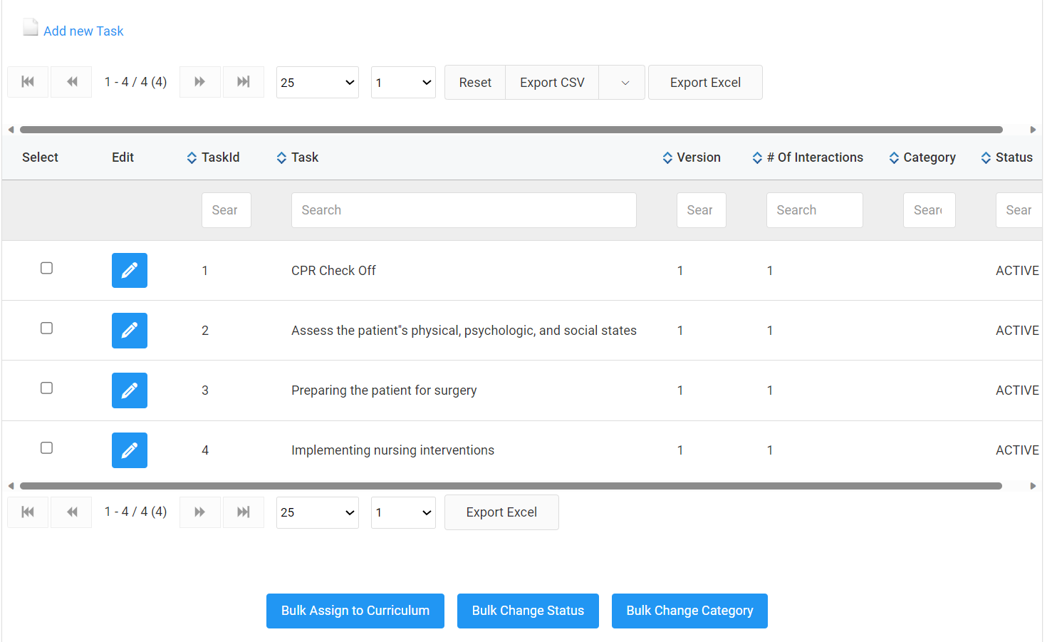 Screenshot of Task Configurations