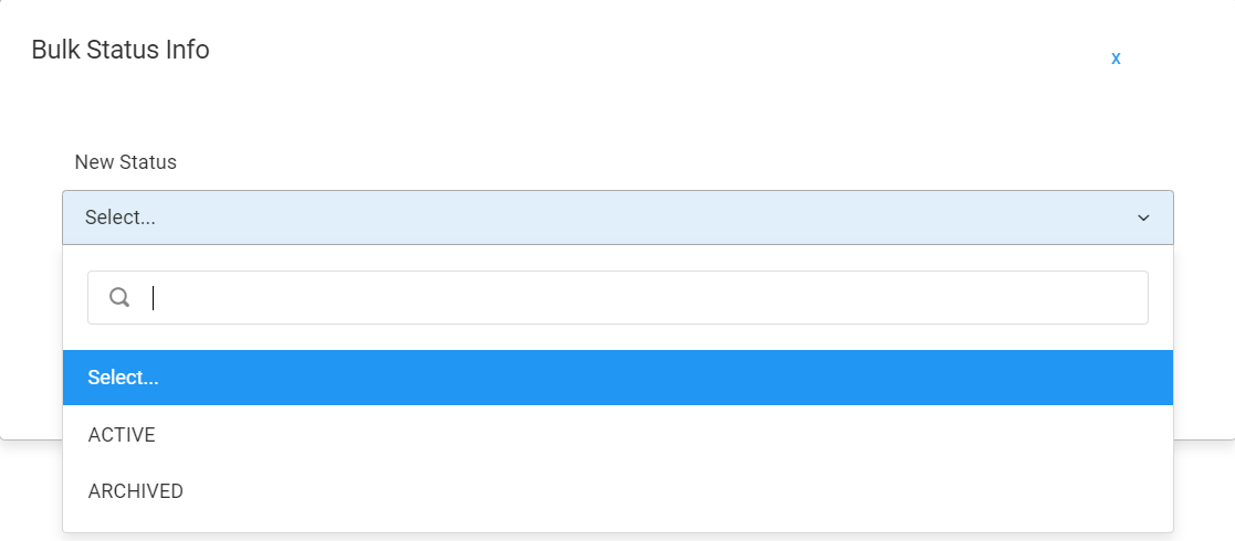 Screenshot of Bulk Change Status