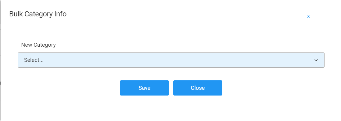 Screenshot of Bulk Category Info