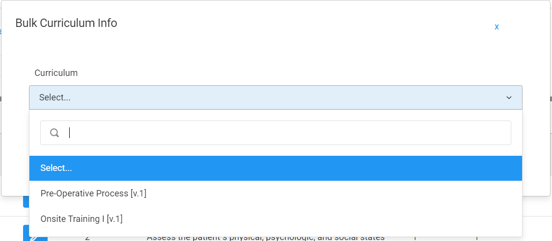 Screenshot of Bulk Curriculum Info
