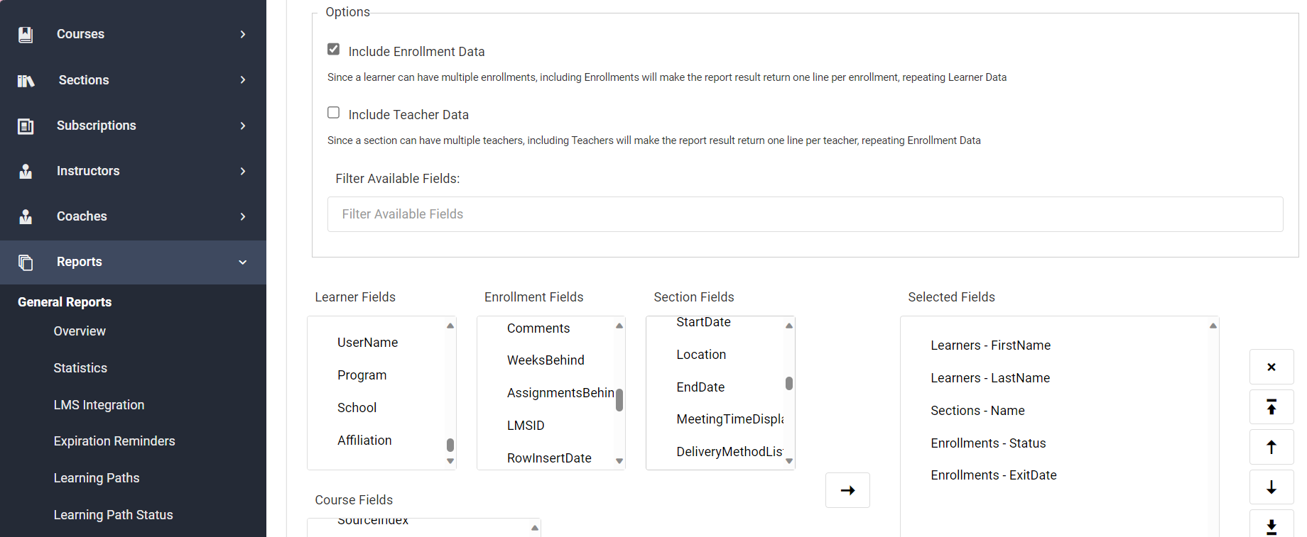 Screenshot of Report Builder