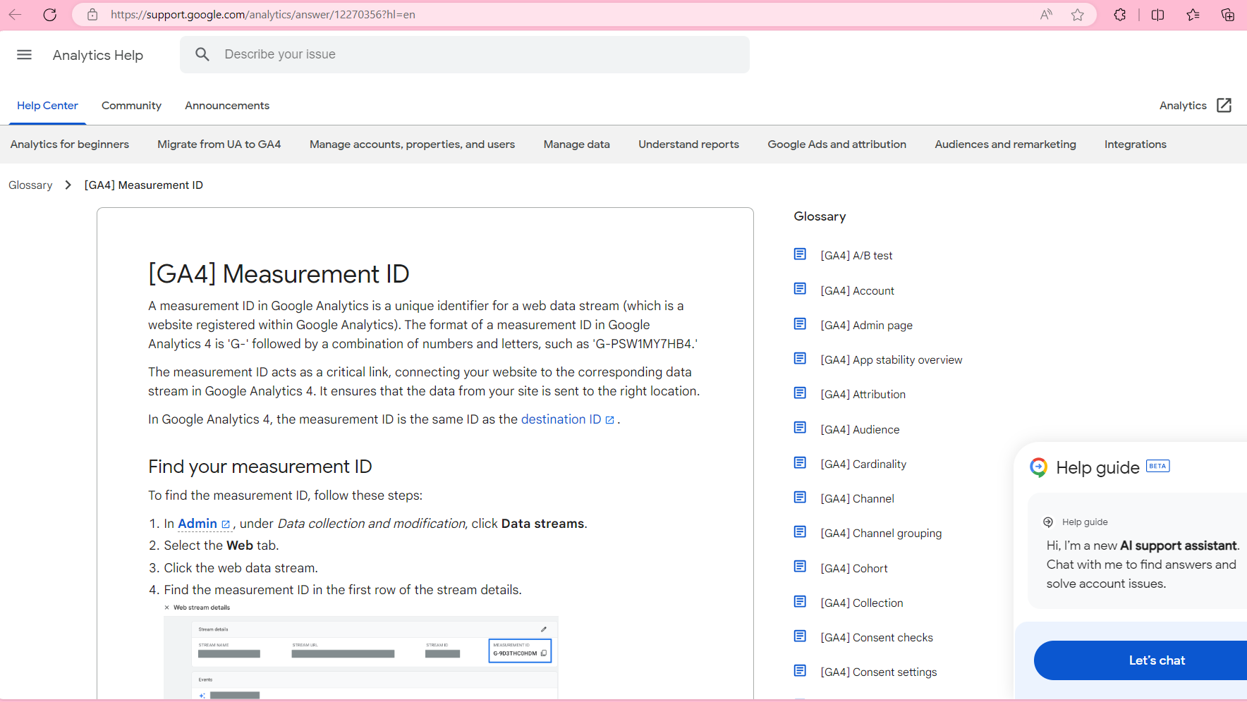 Screenshot of Google Analytics