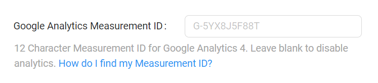 Screenshot of Google Analytics 4 Input