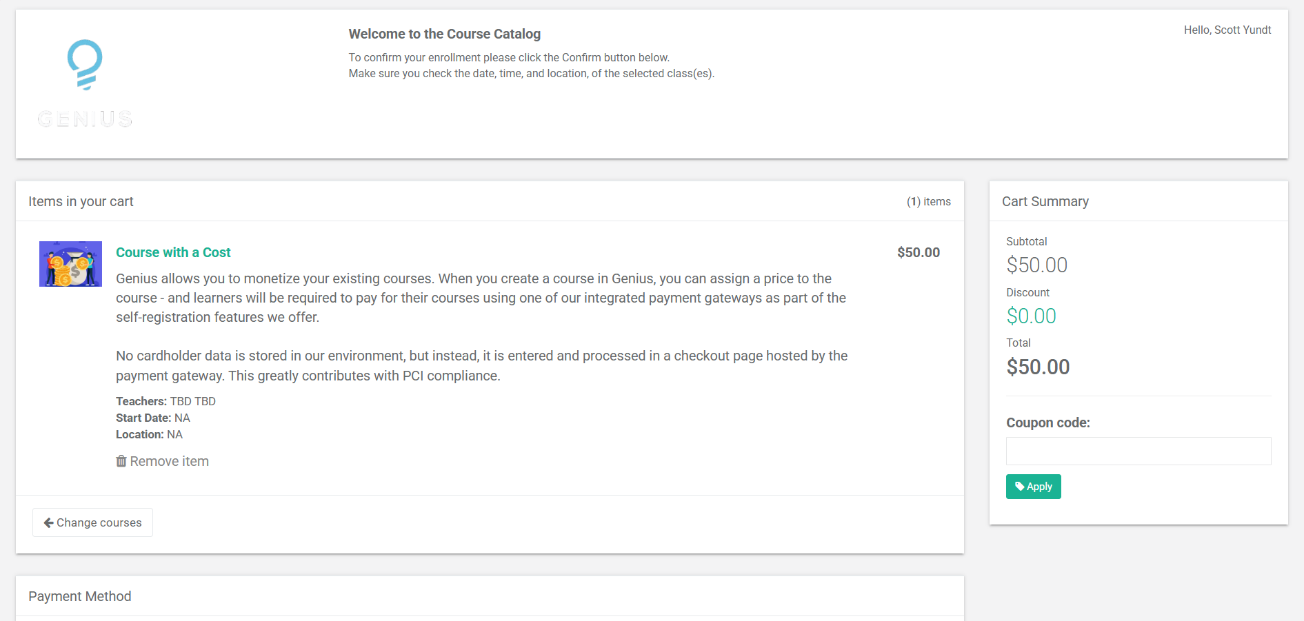 Screenshot of Checkout Page