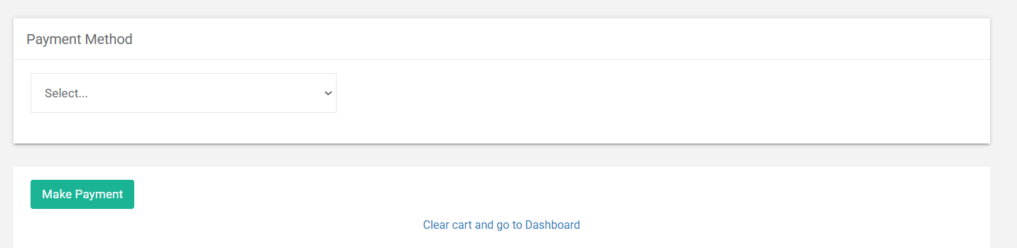 Screenshot of Payment Methods