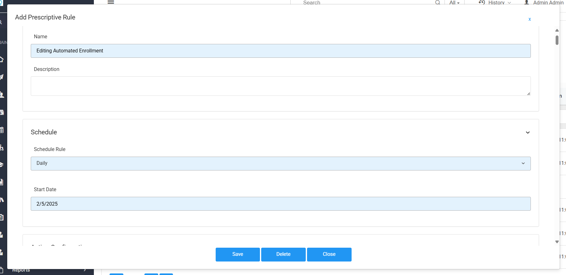 Adding a Prescriptive Rule Pop up