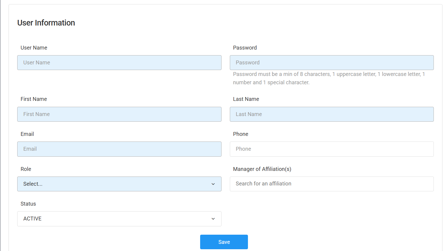 Add a User page