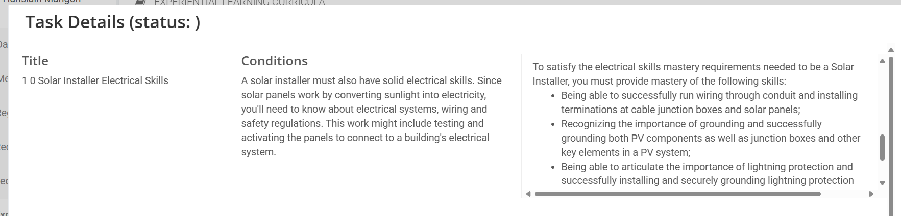 Screenshot of Task Details