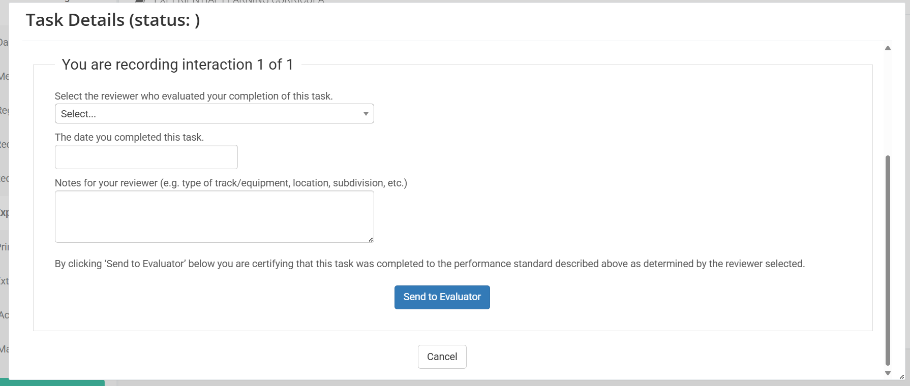 Screenshot of Filling in Task Details
