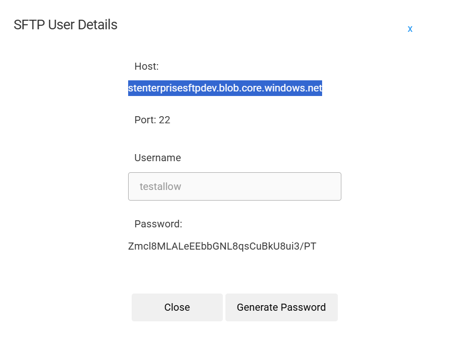 Image of an SFTP's User Details after clicking on Edit