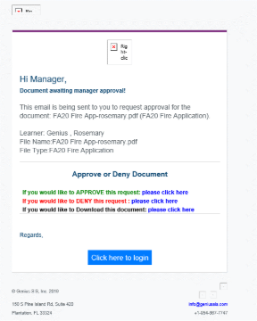 Screenshot of email