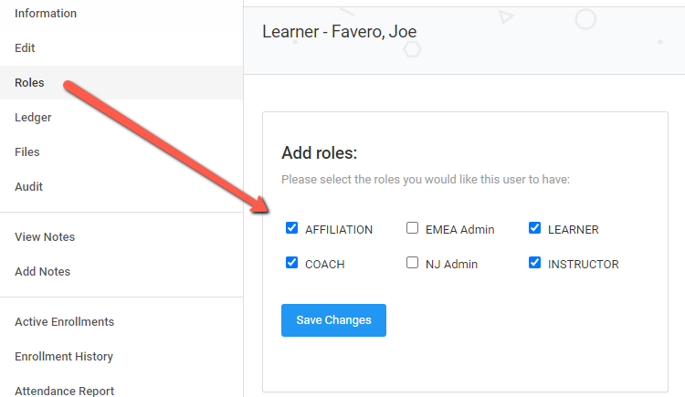 Screenshot of Roles