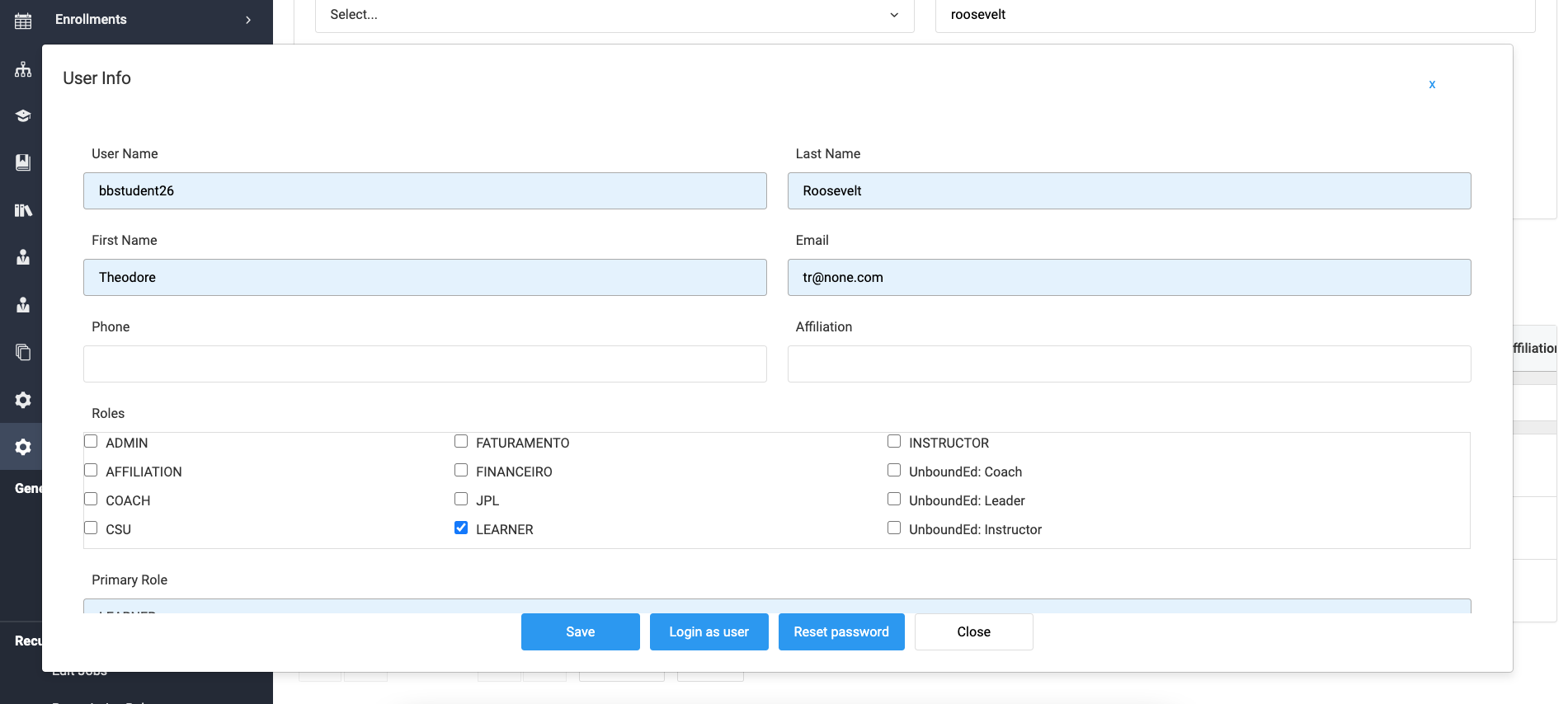 Screenshot of Adding Roles to a User