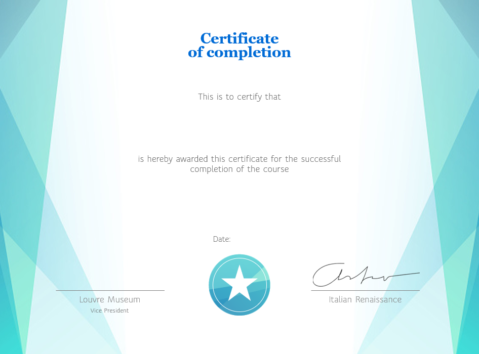 Example of a Blank Certificate