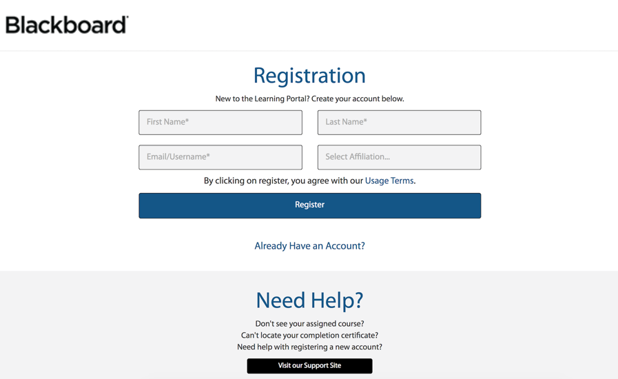 Screenshot of Account Registration