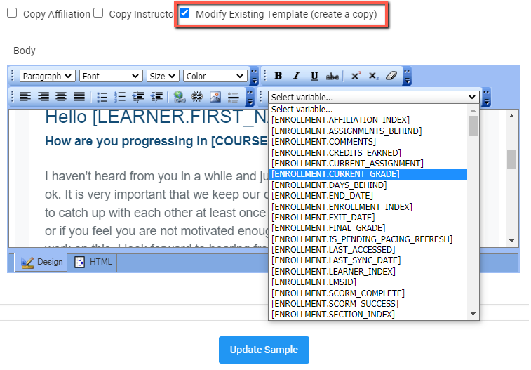 Screenshot of Writing the Email
