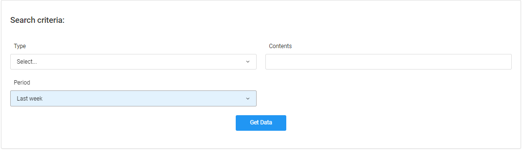 Search criteria for Viewing Logs