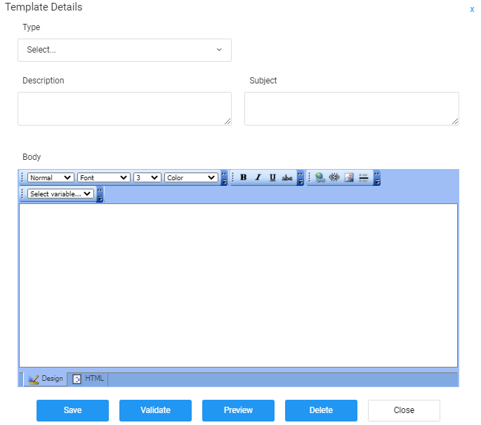 Adding a blank template for emails