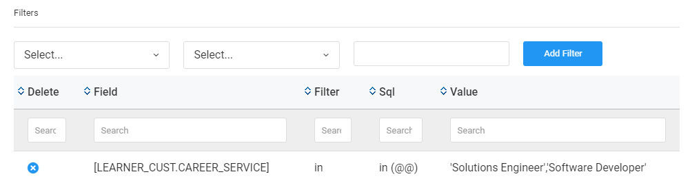 Screeenshot of Example of a Prescriptive Rules Filter