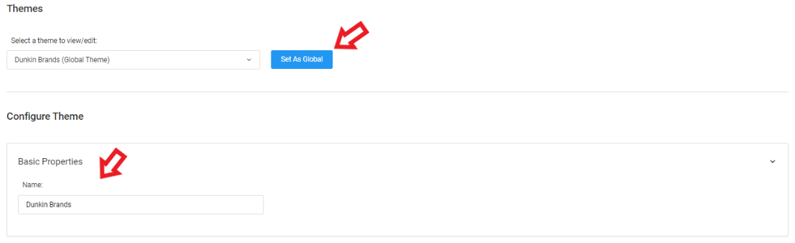 Themes configuration page
