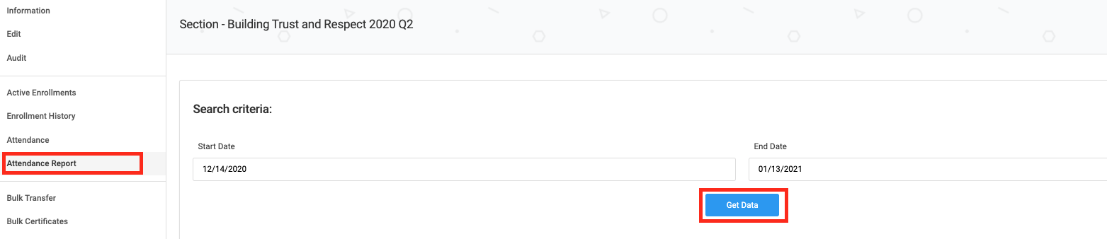 Screenshot Attendance Reports