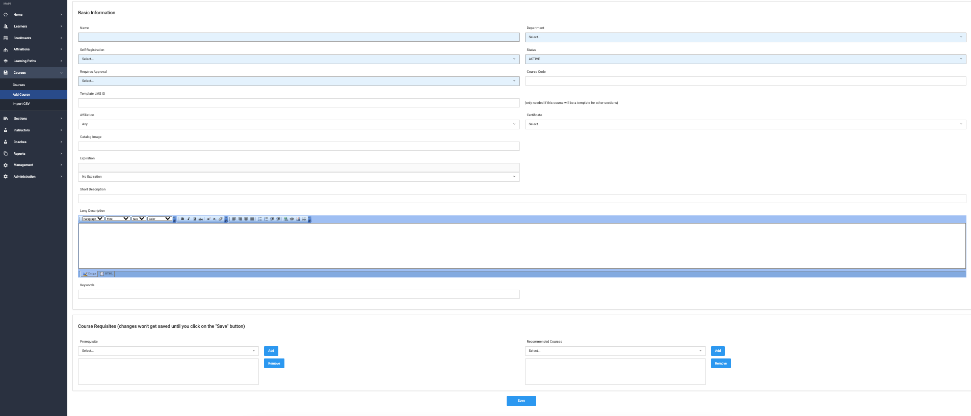 Screenshot of Editing Information