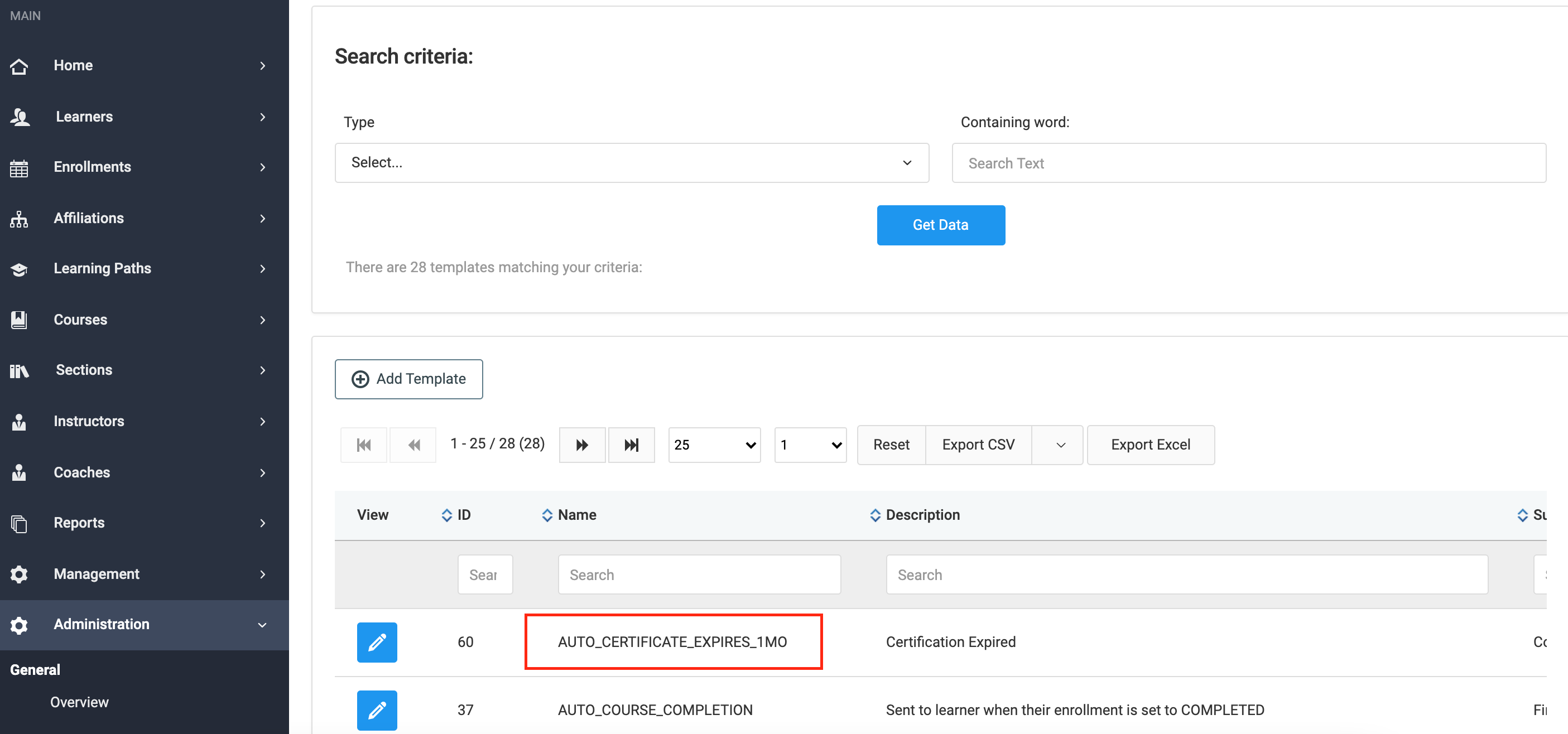 Screenshot of Email Template for Course Expiration