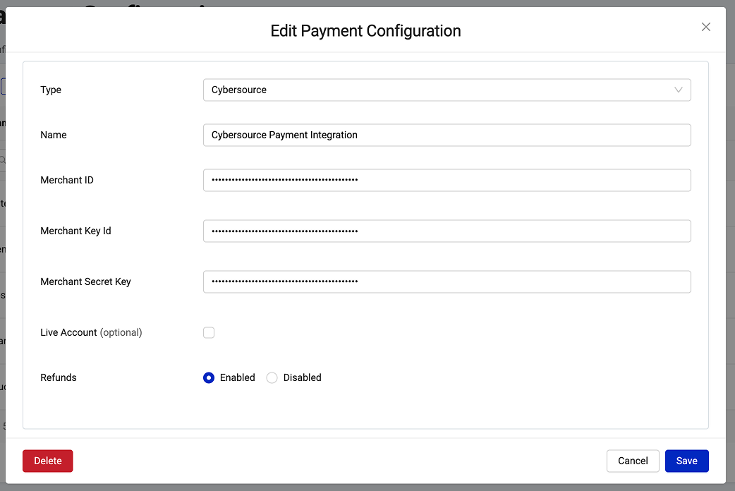 Screenshot of Payment Gateway Integrations