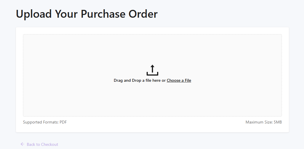 Screen to upload a purchase order
