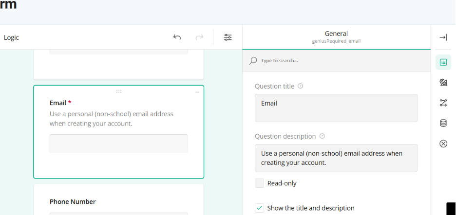 Question description and read-only setting
