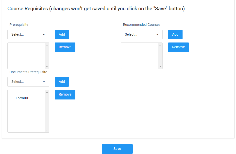 Screenshot of Adding Documents to a Course