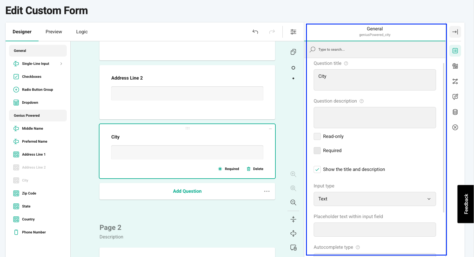 Advanced question editing options