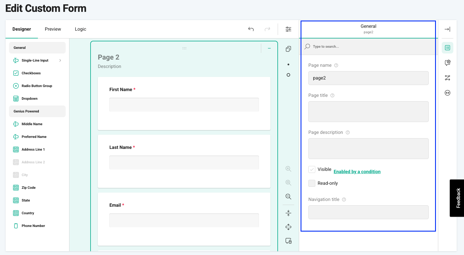 Advanced page editing options