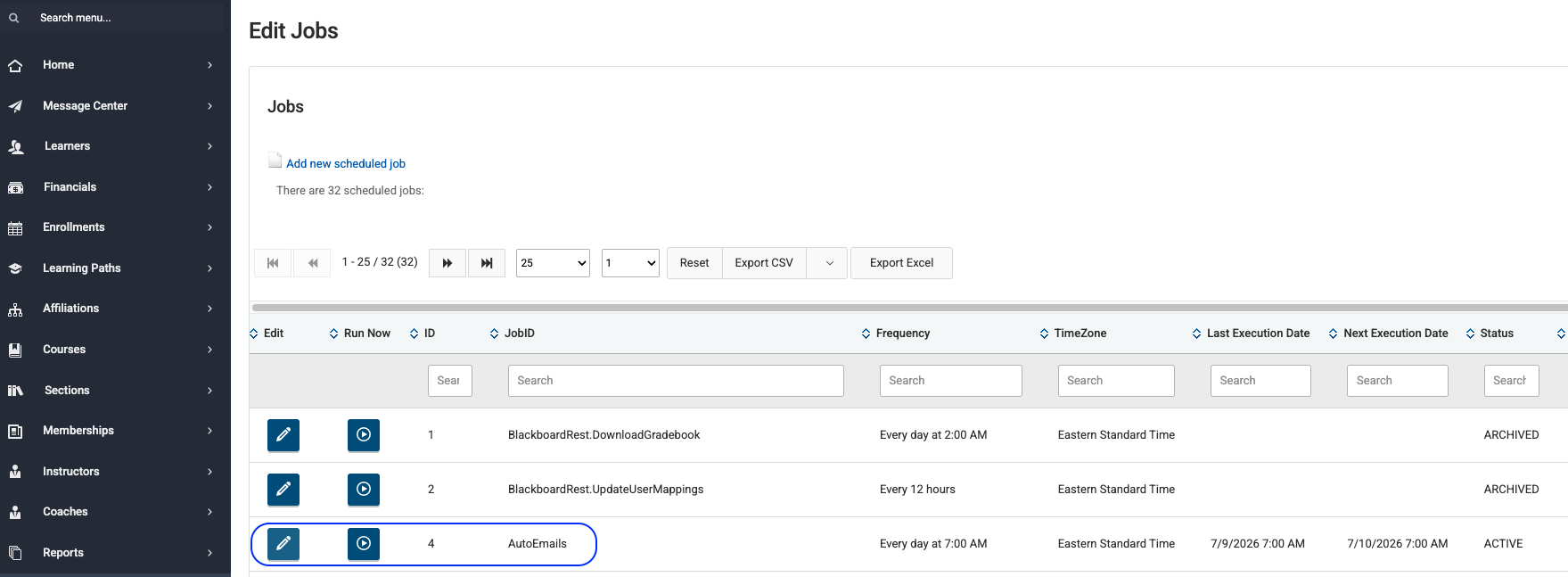 Image of Edit Jobs screen with AutoEmails highlighted