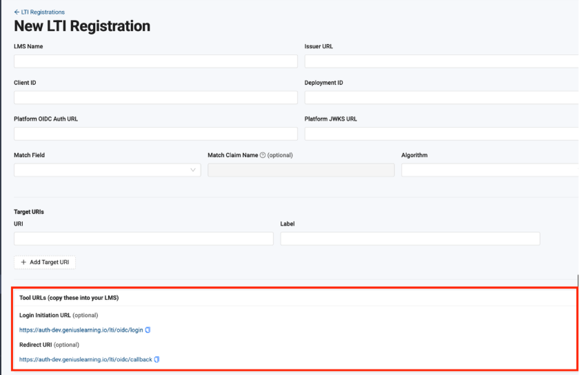 New LTI registration window